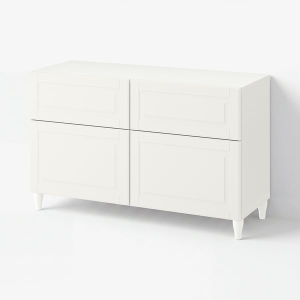 BESTÅ Comb almacenamiento+puertas/cajones, blanco/Smeviken/Kabbarp blanco, 47 1/4x16 1/2x29 1/8 "