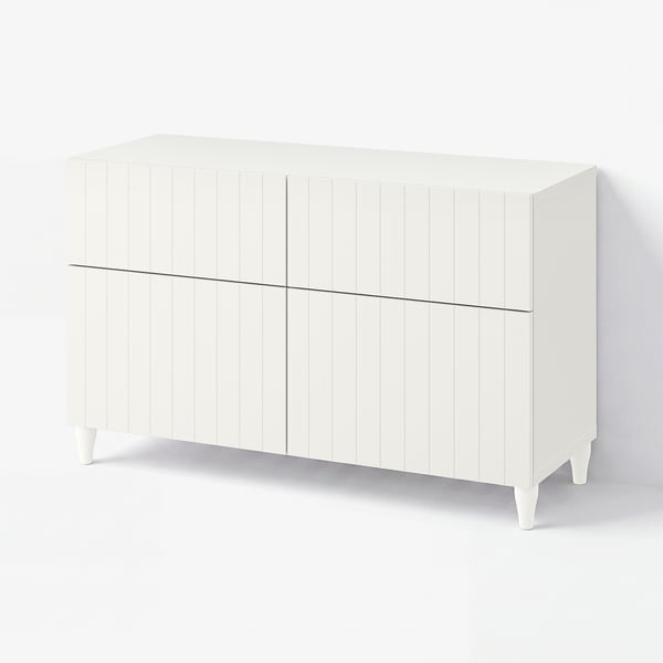 BESTÅ Comb almacenamiento+puertas/cajones, blanco/Sutterviken/Kabbarp blanco, 47 1/4x16 1/2x29 1/8 "