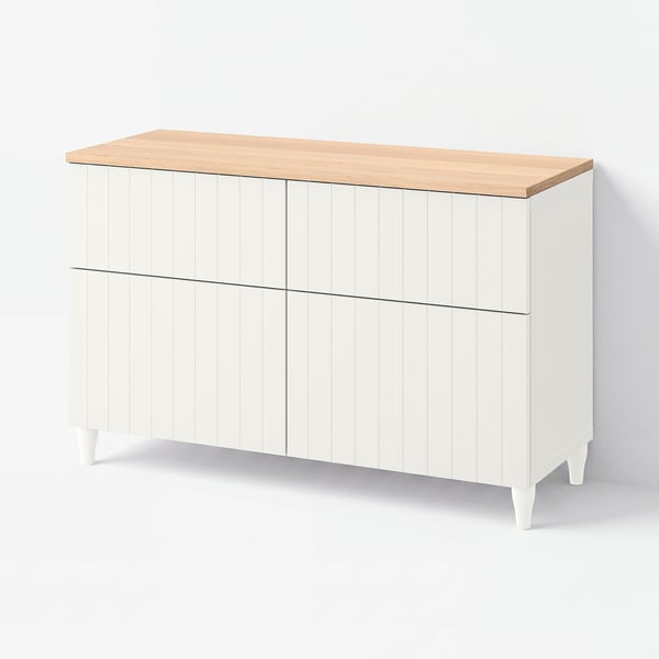 BESTÅ Comb almacenamiento+puertas/cajones, blanco/Sutterviken/Kabbarp blanco, 47 1/4x16 1/2x29 7/8 "