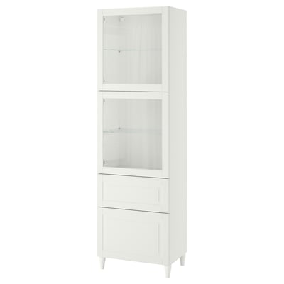 BESTÅ Comb almacenamiento+puertas vidrio, blanco Smeviken/Ostvik/Kabbarp vidrio transparente blanco, 23 5/8x16 1/2x79 1/2 "