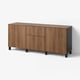BESTÅ Combinación almacenamiento+cajones, negro-marrón Lappviken/Stubbarp/marrón efecto de nogal, 70 7/8x16 1/2x29 5/8 "