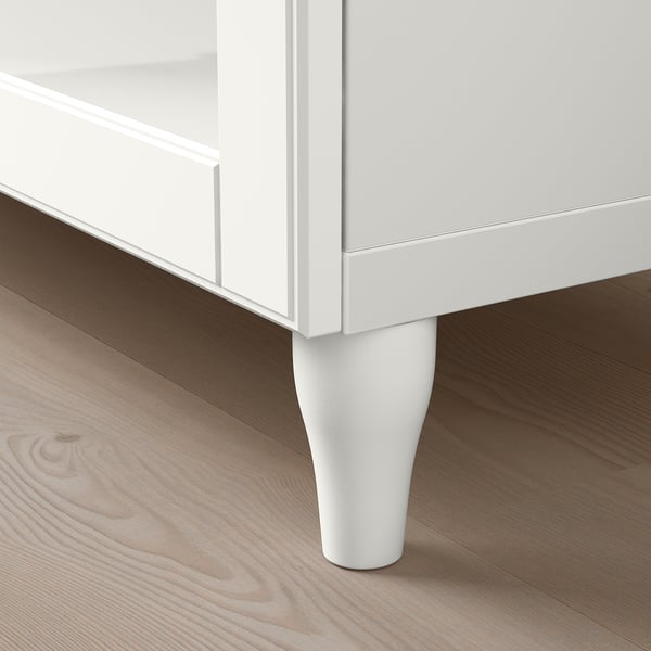 BESTÅ Combinación almacenamiento+puertas, blanco/Ostvik/Kabbarp vidrio transparente blanco, 70 7/8x16 1/2x29 7/8 "