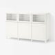 BESTÅ Combinación almacenamiento+puertas, blanco/Smeviken/Kabbarp vidrio transparente blanco, 70 7/8x16 1/2x44 1/8 "