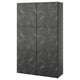BESTÅ Combinación almacenamiento+puertas, gris oscuro Bergsviken/negro efecto de mármol, 47 1/4x16 1/2x76 "