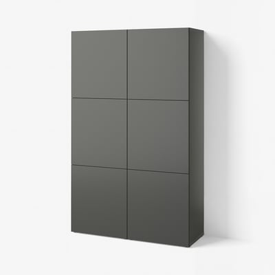 BESTÅ Combinación almacenamiento+puertas, gris oscuro/Lappviken gris oscuro, 47 1/4x16 1/2x76 "
