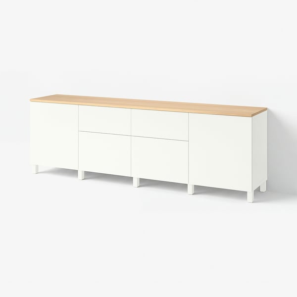 BESTÅ Combinación de almacenaje, blanco/Lappviken blanco, 94 1/2x16 1/2x29 7/8 "