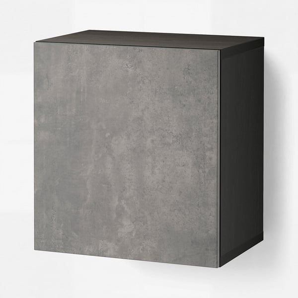 BESTÅ Estantería con puerta, negro-marrón/Kallviken gris oscuro, 23 5/8x16 1/2x25 1/4 "