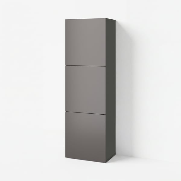 BESTÅ Estantería con puertas, gris oscuro/Lappviken gris oscuro, 23 5/8x16 1/2x76 "