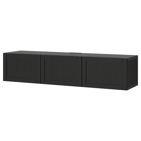 BESTÅ Mueble para TV+puertas, negro-marrón/Hanviken negro-marrón, 70 7/8x16 1/2x15 "