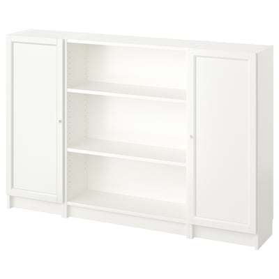 BILLY / OXBERG Combinación librero+puertas, blanco, 63x41 3/4 "