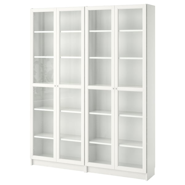 BILLY / OXBERG Librero, blanco/vidrio, 63x11 3/4x79 1/2 "