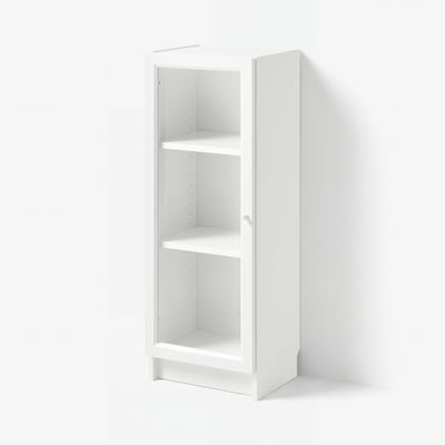 BILLY / OXBERG Librero con puerta, blanco/vidrio transparente, 15 3/4x11 3/4x41 3/4 "