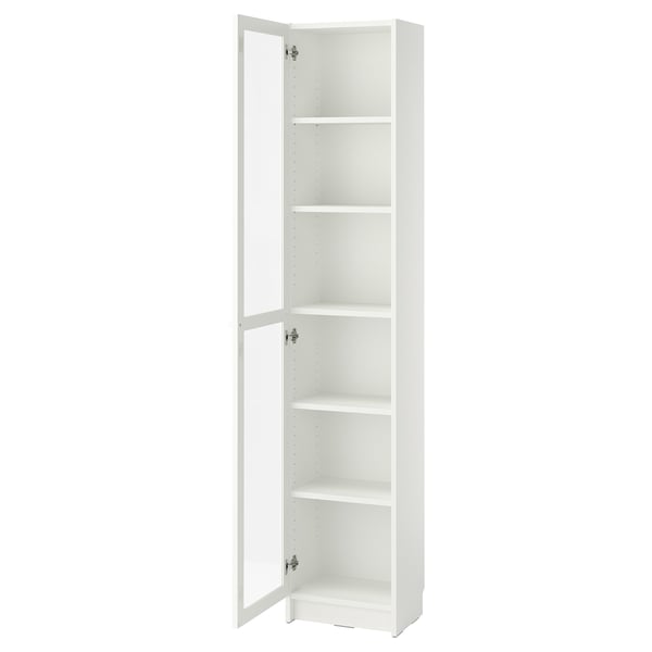 BILLY / OXBERG Librero con puerta de vidrio, blanco/vidrio, 15 3/4x11 3/4x79 1/2 "