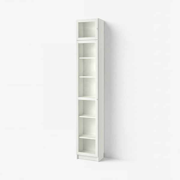 BILLY / OXBERG Librero con puerta de vidrio, blanco/vidrio, 15 3/4x11 3/4x93 1/4 "