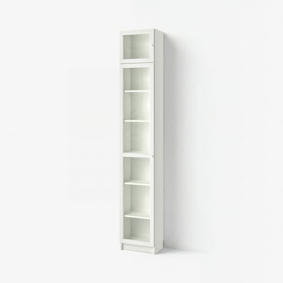BILLY / OXBERG Librero con puerta de vidrio, blanco/vidrio, 15 3/4x11 3/4x93 1/4 "