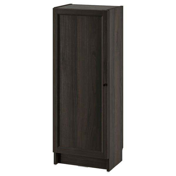 BILLY / OXBERG Librero con puerta, marrón oscuro efecto de roble, 15 3/4x11 3/4x41 3/4 "
