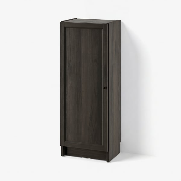BILLY / OXBERG Librero con puerta, marrón oscuro efecto de roble, 15 3/4x11 3/4x41 3/4 "