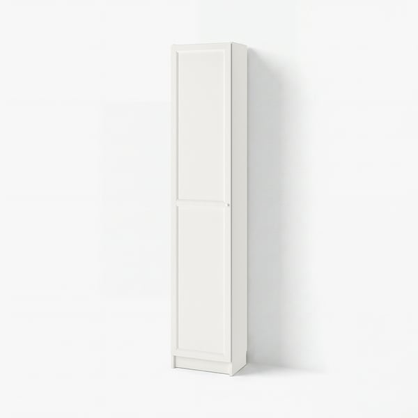 BILLY / OXBERG Librero con puertas, blanco, 15 3/4x11 3/4x79 1/2 "