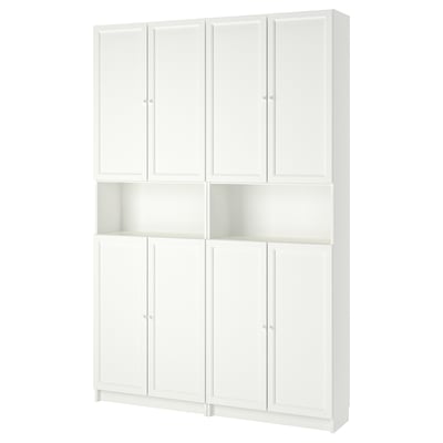 BILLY / OXBERG Librero/módulo exten altura/puertas, blanco, 63x11 3/4x93 1/4 "