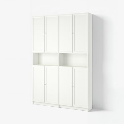 BILLY / OXBERG Librero/módulo exten altura/puertas, blanco, 63x11 3/4x93 1/4 "