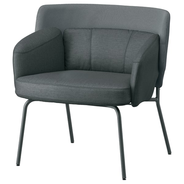 BINGSTA Sillón, Vissle gris oscuro/Kabusa gris oscuro
