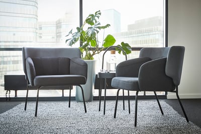 BINGSTA Sillón, Vissle gris oscuro/Kabusa gris oscuro
