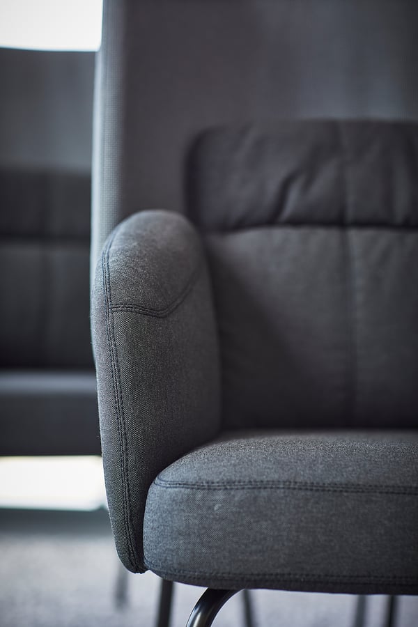 BINGSTA Sillón, Vissle gris oscuro/Kabusa gris oscuro