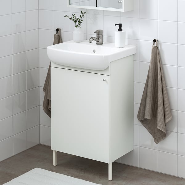 BJÖRKÅN Lavamanos+sifón/grifo, blanco, 21 1/4x15 3/4 "