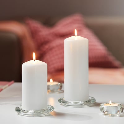 BLADFÅGEL Plato para velas, vidrio transparente, 4 ¼ "