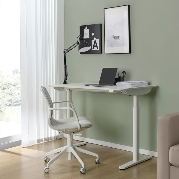 BOLLSIDAN Escritorio sentado/de pie, eléctrico/blanco, 47 1/4x27 1/2 "