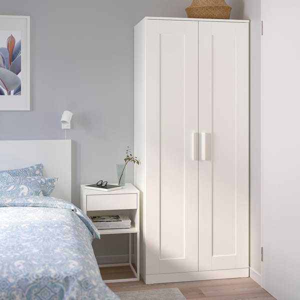 BRIMNES Armario con 2 puertas, blanco, 30 3/4x19 5/8x74 3/4 "
