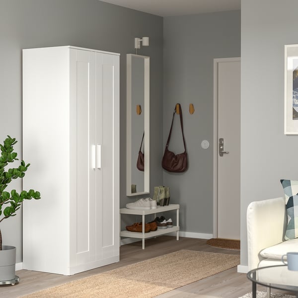 BRIMNES Armario con 2 puertas, blanco, 30 3/4x19 5/8x74 3/4 "