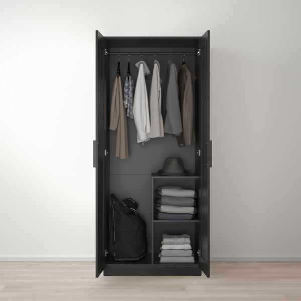 BRIMNES Armario con 2 puertas, negro, 30 3/4x19 5/8x74 3/4 "