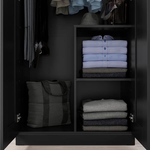 BRIMNES Armario con 2 puertas, negro, 30 3/4x19 5/8x74 3/4 "