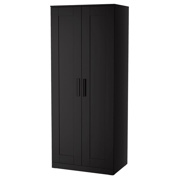 BRIMNES Armario con 2 puertas, negro, 30 3/4x19 5/8x74 3/4 "