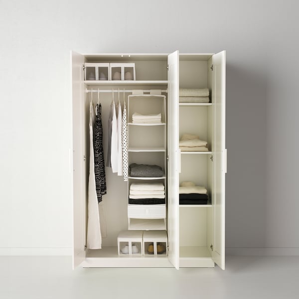 BRIMNES Armario con 3 puertas, blanco, 46x19 3/4x74 3/4 "