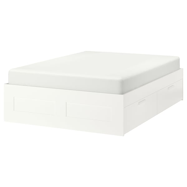 BRIMNES Base de cama+almacenamiento, blanco, Tamaño full/doble