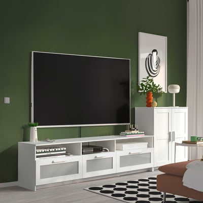 BRIMNES Combinación de almacenaje para TV, blanco, 115 3/4x16 1/8x37 3/8 "