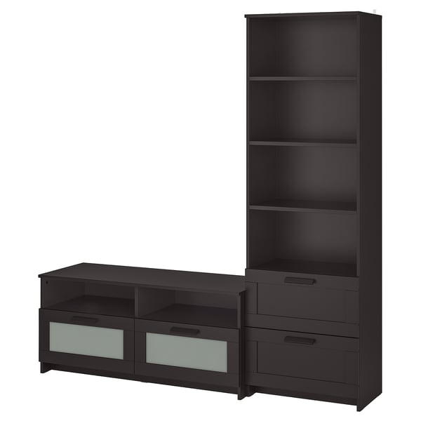 BRIMNES Combinación de almacenaje para TV, negro, 70 7/8x16 1/8x74 3/4 "