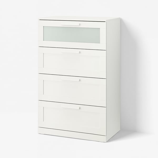 BRIMNES Gavetero de 4 cajones, blanco, 30 3/4x18 1/8x48 7/8 "