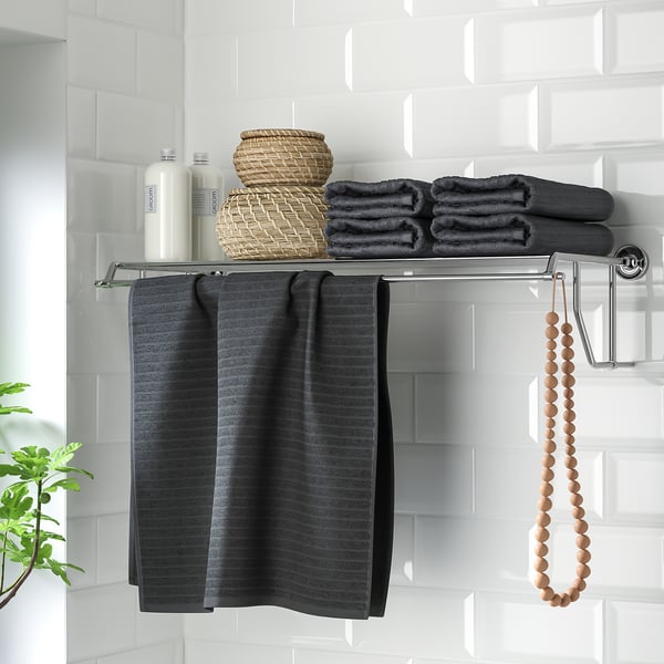 BROFJÄRDEN Estante de pared con toallero, efecto cromado, 29 1/2x11 3/8 "