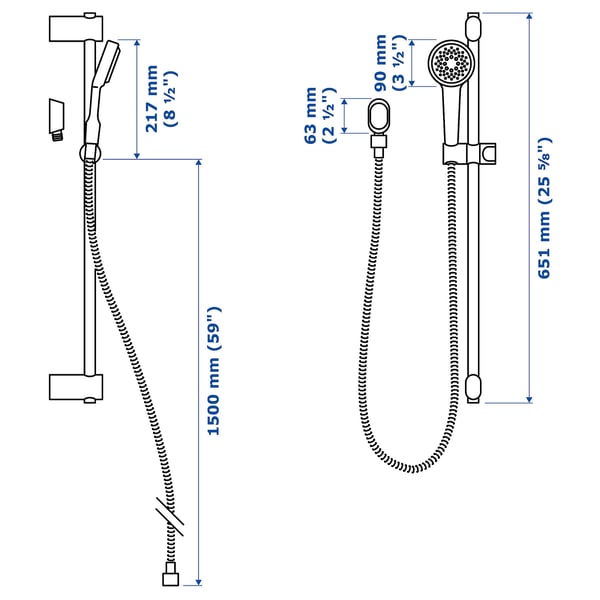 BROGRUND Riel ajustable pared+ducha, cromado