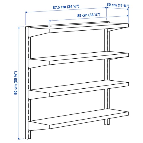 BROR Combinación estante de pared, negro, 34 1/2x11 3/4x35 3/8 "