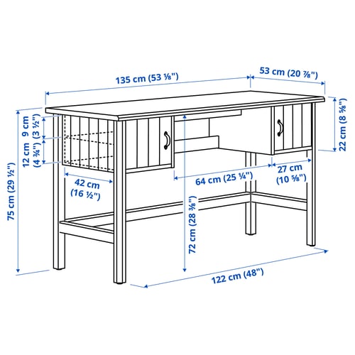 BRYTNING Escritorio, blanco, 53 1/8x20 7/8x29 1/2 "