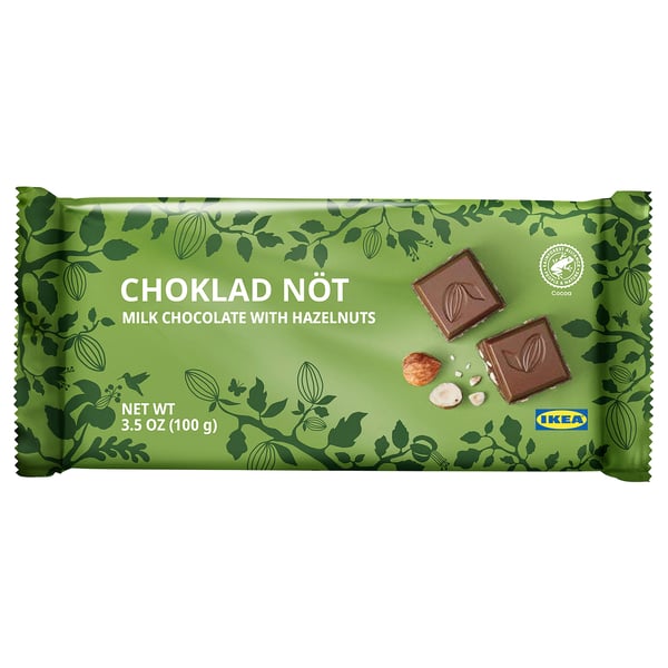CHOKLAD NÖT Tableta chocolate con leche, con avellanas Rainforest Alliance Certified, 4 oz