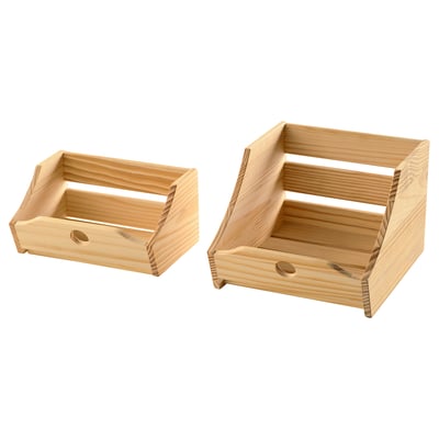 CHOKLADHAJ Recipiente, juego de 2, madera