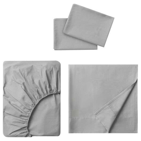 DVALA Juego de sábanas, gris, Tamaño full/doble