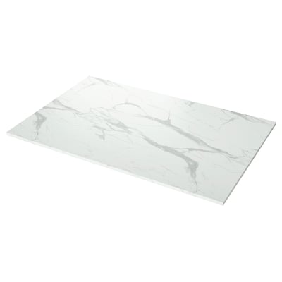 EKBACKEN Encimera para isla de cocina, blanco efecto de mármol/laminado, 74x42x1 1/8 "