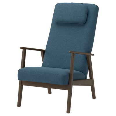 EKENÄSET Sillón, efecto de nogal/Axvall azul grisáceo oscuro