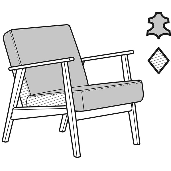 EKENÄSET Sillón, efecto de nogal/Grann/Bomstad negro